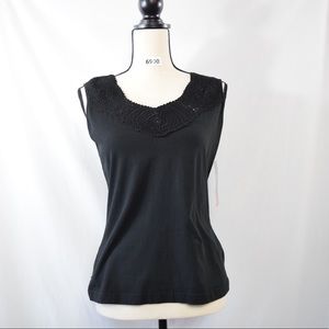 #69. Phool black shirt with lace trim collar. M